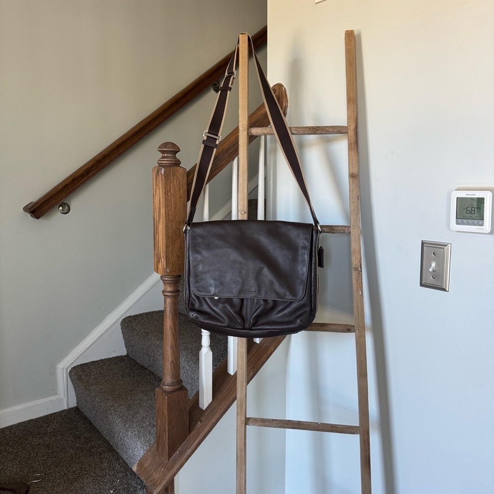 Coach Dark Brown Leather Messenger/laptop Bag